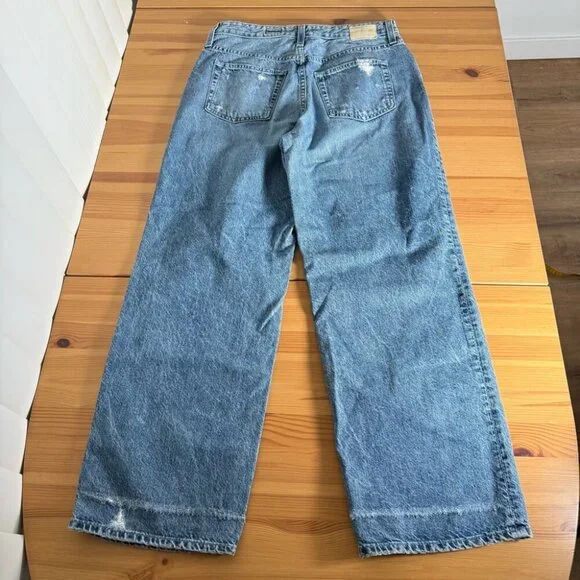 Adriano Goldschmied Knoxx High Rise Baggy Boyfriend Distressed 100% Cotton 28R - Picture 8 of 13